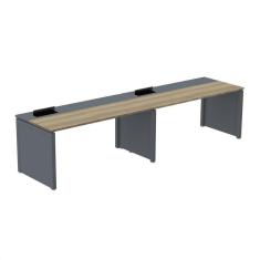 Imagem de Mesa de Plataforma Simples para 2 Pessoas Corporativa 110x792/2p Pscpp110/792/2p Noce Naturalle/Grafito