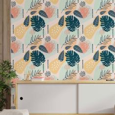 Imagem de Papel De Parede Adesivo Abstrato Folhas N014056 0,58x3M