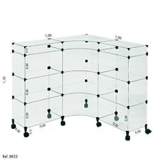 Imagem de Balcão de Atendimento L Modulado em Vidro com Rodízios 1,00 x 1,10 x 1,00