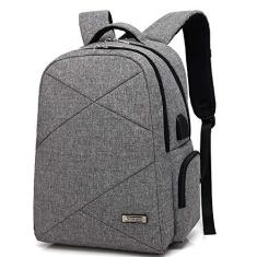 Imagem de Mochila para laptop Mochila de carregamento USB Mochila para notebook à prova d'água, design de conector de cabo de fone de ouvido, design de almofada nas costas Ventilação e ventilação