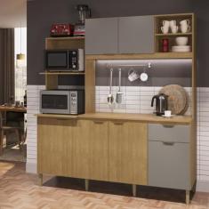 Imagem de Cozinha Compacta Com Tampo 6 Portas 1 Gaveta 2 Nichos Para Forno Dália