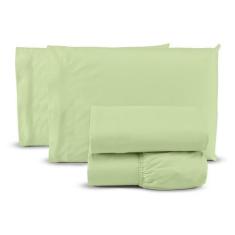 Imagem de Jogo De Cama Queen 4 Peças 100% Algodão 400 Fios Verde - Casa Fernando