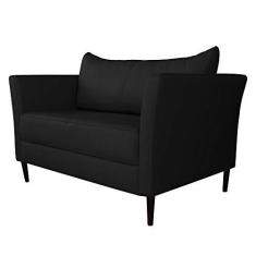Imagem de Sofá 2 Lugares Decorativo Sala de Estar 120cm Pés Palito Lubbock Couro Preto - Gran Belo
