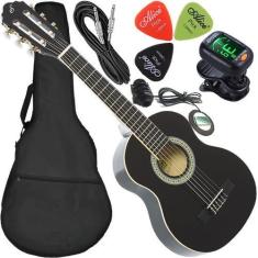 Imagem de Kit Violão Infantil Elétrico Canhoto Nylon Giannini Nr Bk
