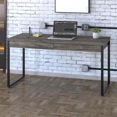 Imagem de Escrivaninha Industrial Kuadra com 2 Gavetas 135 cm - Carvalho Dark/Preto