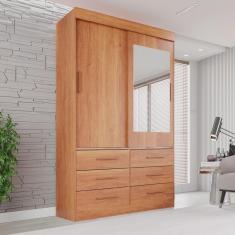 Imagem de Guarda Roupa Solteiro 2 Portas com Espelho 6 Gavetas Luana
