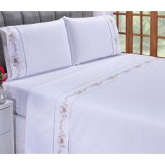 Imagem de Jogo Lençol Fluence Quarto Casal Padrão Bordado 4 Peças 2Fronha - Shop