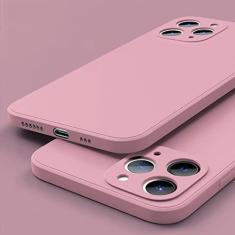 Imagem de Capa de telefone quadrada de silicone líquido para iPhone 14 12 11 13 Pro Max Mini X XR XS 7 8 Plus SE 2 Capa de proteção de lente completa, rosa, para iPhone 13 Mini