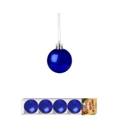 Imagem de Enfeite De Natal Bola Azul Lisa 5 Unidades Decoração Natal