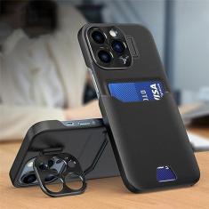 Imagem de Para iPhone 14 Pro Max Suporte Invisível Slot para Cartão Capa de Telefone Para iPhone 13 11 12 Pro Max 14 Plus Lente de Metal Capa Protetora da Câmera, T1, Para iPhone 13Pro Max