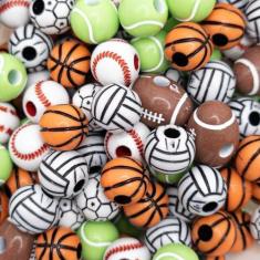 Imagem de Miçanga Passante Bola Futebol Basquete Beisebol Tênis Plástico 10mm 10