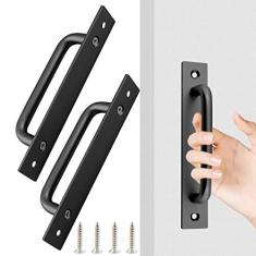 Imagem de Zorfeter Maçaneta deslizante de porta de celeiro de 14 cm, 2 peças de puxador de porta deslizante prateada, maçaneta de porta de armário de liga de alumínio para guarda-roupa, armário, garagem,