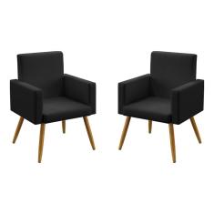 Imagem de Kit 2 Poltronas Decorativas Nina Para Sala de Estar Couro Artificial  Aradecor