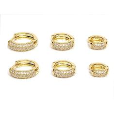 Imagem de Kit De Brincos Trio 3 Argolas Cravejadas Micro Zircônia