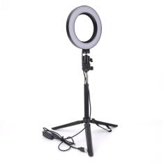 Imagem de Ring light de luz LED para estúdio de fotografia, de intensidade ajustável, lâmpada com suporte