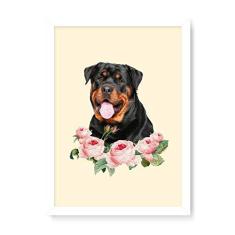 Imagem de Arte Maníacos Quadro Decorativo Rottweiler Flores - 23x16,25cm (Moldura em laca )
