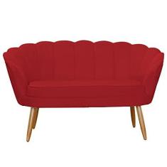 Imagem de Namoradeira Estofada 2 Lugares Para Sala Comercial Pétala Suede Vermelho - LM DECOR