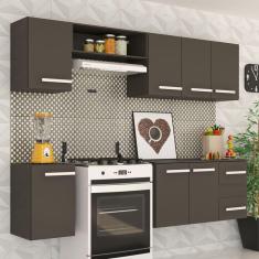 Imagem de Cozinha Compacta Ana 7 Portas 2 Gavetas Preto Fosco - Panorama Móveis