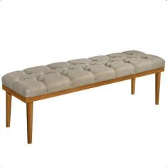 Imagem de Recamier Calçadeira Apolo Linho Bege Solteiro 1,00m Base Madeira Pés P