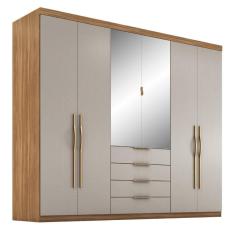 Imagem de Guarda Roupa Casal 6 Portas Com Espelho E 4 Gavetas Giardino Amêndola Touch nude Prime Tx