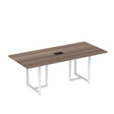 Imagem de Mesa de Reunião Retangular com Power Box 200x90cm MR2000P25TUB Walnut/Branco