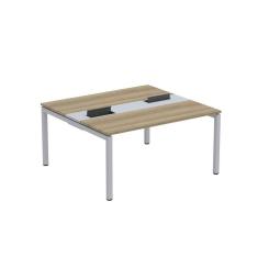 Imagem de Mesa Plataforma Dupla com Pé de Aço para Coworking 150X140/2P PDC15/14/2P Noce Naturalle/Cinza