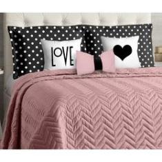 Imagem de Kit cobre leito casal queen 8 peças maria rose com almofada laço
