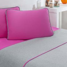 Imagem de Jogo De Cama Malha Lençol 100% Algodão Urbano 4 Peças Casal Pink-mescla
