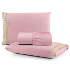 Imagem de Jogo De Lençol Solteiro Suavitec Com Grippir 3 Peças - Rosê