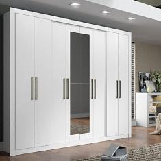 Imagem de Guarda Roupa Casal 8 Portas 4 Gavetas Espelho 1096 Carraro - Branco