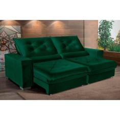 Imagem de Sofá Cancún Retrátil/Reclinável 2,50m Suede Velusoft verde c/molas ensacadas pillow top-Sofá Casa
