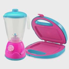 Imagem de Kit Mini Brinquedo Cozinha Liquidificador E Sanduicheira