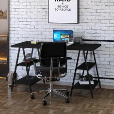 Imagem de Escrivaninha Industrial Kuadra Cavalete 135 cm - Preto