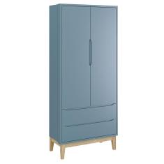Imagem de Guarda Roupa Infantil New Classic 2 Portas Azul com Pés Madeira Natural – Reller