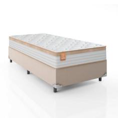 Imagem de Cama Box Solteiro Colchão Molas Ensacadas Real 88X188x65cm Branco / Be