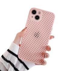 Imagem de Capa de telefone com resfriamento respirável e dissipação de calor para iPhone 13 12 11 Pro XS Max XR Mini 7 8 Plus SE2020 Capa de TPU macia em cor doce, rosa, para iPhone 12Pro Max