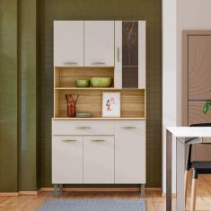 Imagem de Armário de Cozinha Golden 6 Portas 1 Gaveta com Vidro Freijó/Soft - Kits Paraná