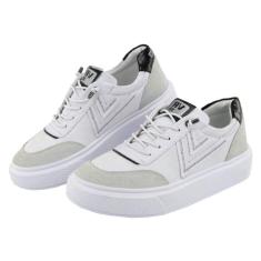 Imagem de Tenis Casual Feminino Ajuste Cadarço Detalhe Costura Lateral Palmilha Gel Confortavel Leve