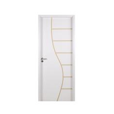 Imagem de Kit Porta de Madeira Decorada 215x84cm com Batente de MDF Ultra 10cm Cantareira MGM Branco