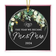 Imagem de Presentes de casamento para casais 2024, presentes de casamento para casais, presentes de casamento para noiva - Futuro senhor e senhora, presentes de chá de panela - Primeiro enfeite de casamento de