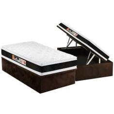 Imagem de Cama Box Baú Solteiro: Colchão Espuma D45 Castor  Black E White Air Do