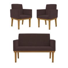 Imagem de Kit Sofá Namoradeira + Poltrona Reforçada marrom