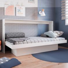 Imagem de Cama de Solteiro Horizontal Articulável com Escrivaninha de Estudo Branco - Panorama Móveis