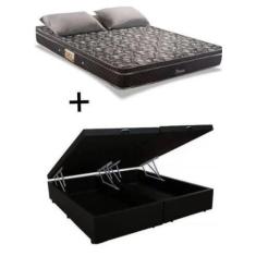 Imagem de Conjunto: Box Com Baú Bipartido Preto + Colchão Troya Molas Bonel Herv
