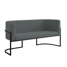 Imagem de Sofá 2 Lugares Com Base De Metal Preto Reforçada Cinza
