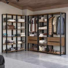 Imagem de Guarda-roupa Closet Modulado 4 Gavetas 417cm Rustic/preto