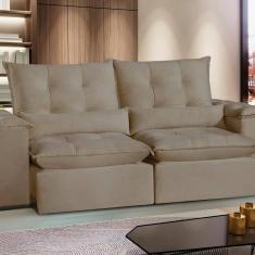Imagem de Sofá San Paulo Retrátil e Reclinável Assento com Molas 270 Cm Bege Castor