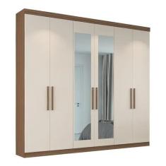 Imagem de Guarda roupa herval ph 1707 - cor nogueira + off white - com espelho