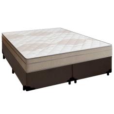 Imagem de Cama Box Casal Bipartido Sintético + Colchão De Molas Ensacadas Portobel Ipanema 138x188x65cm Marrom