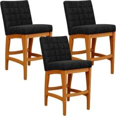 Imagem de Kit 03 Banquetas Baixa Para Cozinha Fixa Mila L02 Chumbo